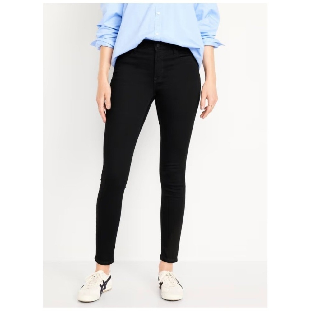 Old Navy Women's Size 10 High-Rise Rockstar Super Skinny Jean Black Jack Stretch
